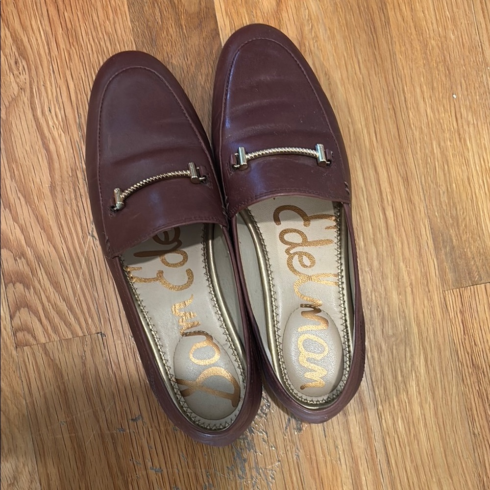 Sam Edelman women’s Burgundy Loafers with Gold Accent